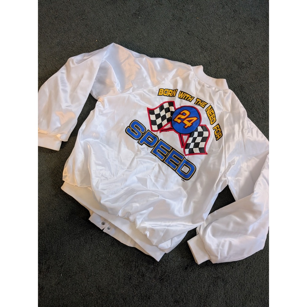 Vintage Cardinal RacingNeed for Speed 24 XL White Satin Bomber‎